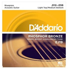 D&#039;ADDARIO EJ19 PHOSPHOR BRONZE ACOUSTIC GUITAR STRINGS, BLUEGRASS, 12-56 D'addario