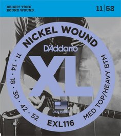 D&#039;ADDARIO EXL116 NICKEL WOUND, MEDIUM TOP/HEAVY BOTTOM, 11-52 D'addario