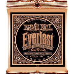 2546 Everlast Medium Light Coated Phosphor Bronze Acoustic Guitar Strings - 12-54 Gauge Ernie Ball