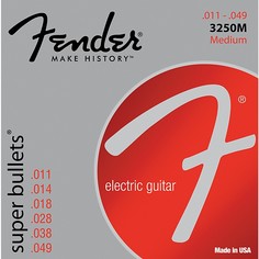 Super Bullet Strings, Nickel Plated Steel, Bullet End, 3250M .011-.049, (6) Fender