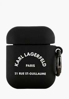 Чехол для наушников Karl Lagerfeld Airpods, Silicone case with ring RSG logo Black