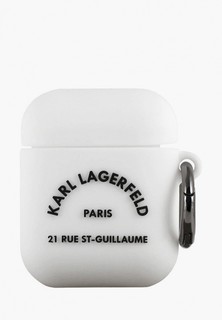 Чехол для наушников Karl Lagerfeld Airpods, Silicone case with ring RSG logo White