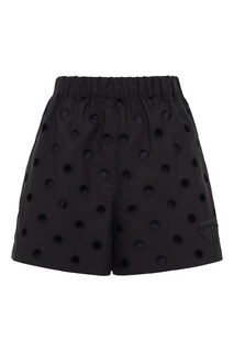 Черные перфорированные шорты Prada