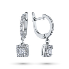 Серьги из белого золота с бриллиантами э0901сг03186700 ЭПЛ Якутские Бриллианты
