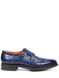 Туфли-монки из кожи крокодила Santoni