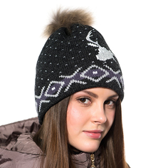 Шапка Capo Beanie W Fur Pompon Anthracite Craft