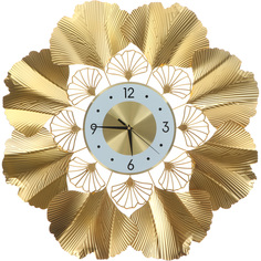 Настенные часы JJT Гинкго золотые 70х70 см