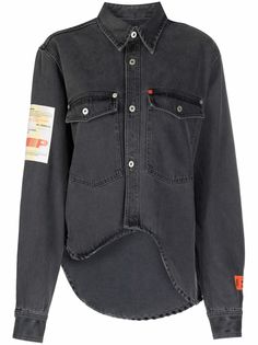 Heron Preston джинсовая рубашка с нашивками