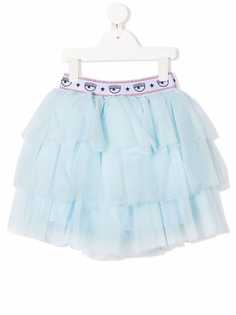 Chiara Ferragni Kids ярусная юбка мини из тюля