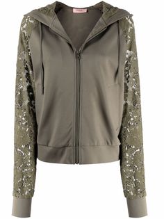 TWINSET куртка с капюшоном и кружевом