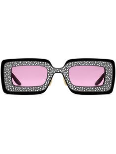 Gucci Eyewear солнцезащитные очки в прямоугольной оправе с кристаллами