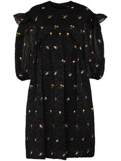 Simone Rocha платье миди с объемными рукавами