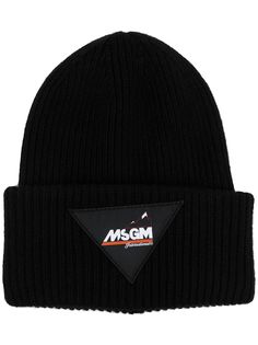 MSGM шапка бини в рубчик с нашивкой-логотипом
