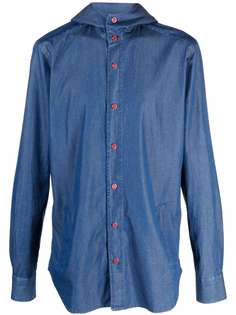 Kiton джинсовая рубашка с капюшоном