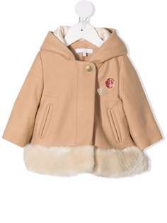 Chloé Kids пальто с капюшоном и искусственным мехом