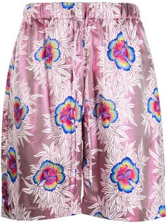 Edward Crutchley атласные шорты с цветочным принтом