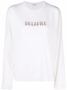 Brunello Cucinelli джемпер с декором Monili и графичным принтом