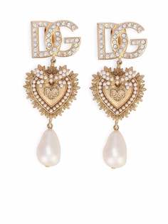Dolce & Gabbana серьги-подвески Sacred Heart с логотипом