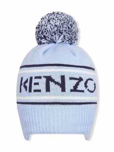 Kenzo Kids шапка бини с логотипом и помпоном