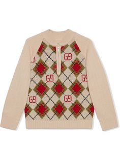 Gucci Kids джемпер с узором аргайл и логотипом GG