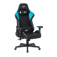 Кресло игровое A4TECH X7 GG-1100, на колесиках, текстиль/эко.кожа, черный/голубой
