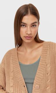 Stradivarius Кардиган С Узором «Косы» Бежевый L