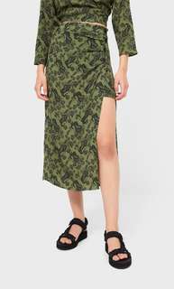 Stradivarius Юбка Миди В Стиле Парео Хаки 40