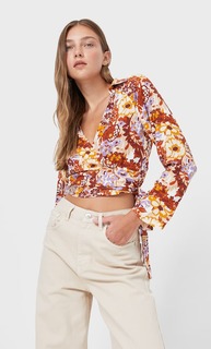 Stradivarius Блуза С Принтом Сиреневый L