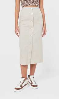 Stradivarius Юбка Миди С Пуговицами Цвет Камня 38