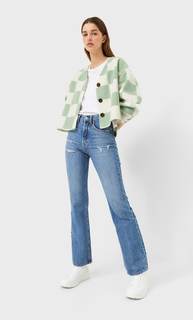 Stradivarius Кардиган В Клетку Зеленый M