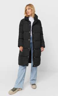 Stradivarius Длинное Стеганое Пальто Черный L