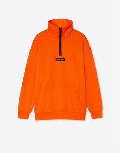 Оранжевый свитшот oversize с молнией и карманом для мальчика Gloria Jeans