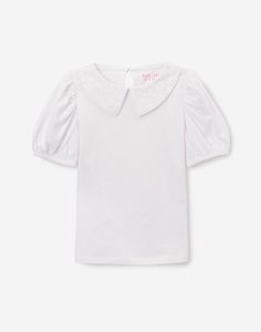 Белая футболка с воротником для девочки Gloria Jeans