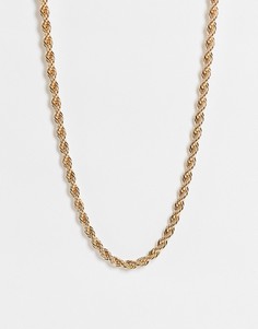 Золотистое ожерелье-цепочка с плетеным дизайном Monki Janet-Золотистый