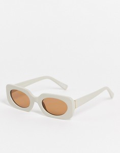 Квадратные солнцезащитные очки бежевого цвета среднего размера с тонированными стеклами ASOS DESIGN-Светло-бежевый цвет