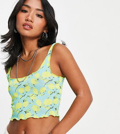 Сетчатая майка с принтом лимонов Topshop Petite-Multi