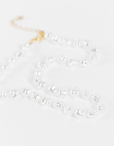 Ожерелье из искусственного стеклянного жемчуга кремового цвета DesignB-Белый