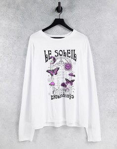 Белый лонгслив для с принтом "Le Soleil" Topshop