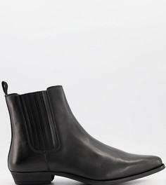 Ботинки челси на каблуке для широкой стопы в стиле вестерн Silver Street-Черный цвет
