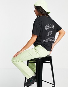 Oversized-футболка с надписью "kiss me quick" на спине New Girl Order-Черный цвет