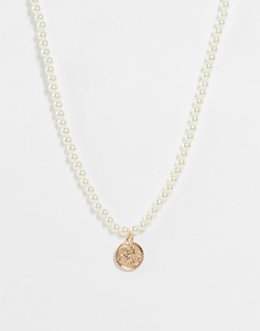 Золотистое ожерелье из жемчужин с подвеской Chained & Able-Золотистый