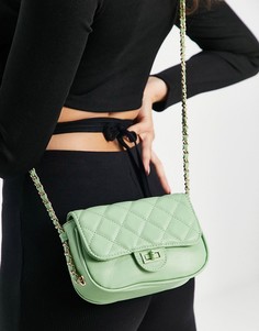 Зеленая стеганая сумка с откидным клапаном Ego-Зеленый цвет