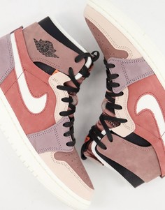 Кроссовки рыжего, розового и фиолетового цвета Air Jordan 1 Zoom Air Comfort-Розовый цвет