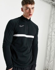 Черный топ на короткой молнии с белой отделкой Nike Football Academy Drill-Черный цвет