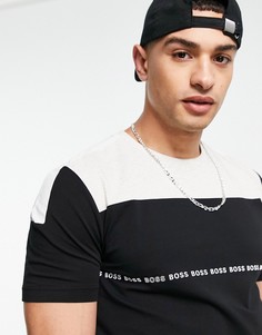 Черная футболка в стиле колор-блок с тесьмой с логотипом BOSS Athleisure Tee 5-Черный цвет