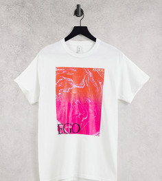 Белая футболка в стиле oversized с принтом "Ego" ASYOU-Белый