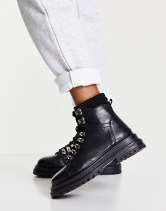 Черные походные ботинки на массивной подошве со шнуровкой ASOS DESIGN Adrift-Черный цвет