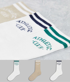 Набор из 3 пар носков белого и коричневого цвета с логотипом Jack & Jones Originals-Разноцветный