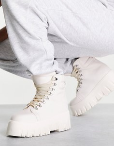 Белые ботинки на шнуровке в стиле походных на толстой подошве ASOS DESIGN Anastasia-Белый
