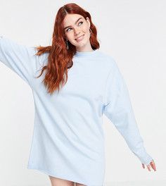 Бледно-голубое платье-свитшот мини с эффектом кислотной стирки COLLUSION-Голубой